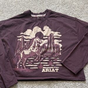 Ariat Purple Western Horse Print Top